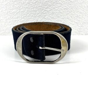 Dante Belt Mens 30 Navy Blue Genuine Suede Leather Silver Oval‎ Buckle Vintage
